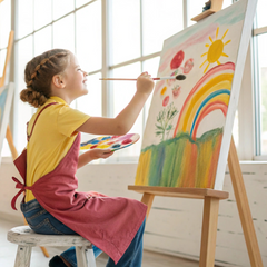 Gyerek festőköpeny vidám mintákkal kreatív tevékenységekhez