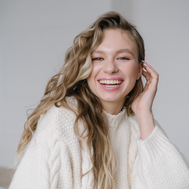 Nő visel Disney mintás, színes és kényelmes pólót egy vidám, mesés háttér előtt.