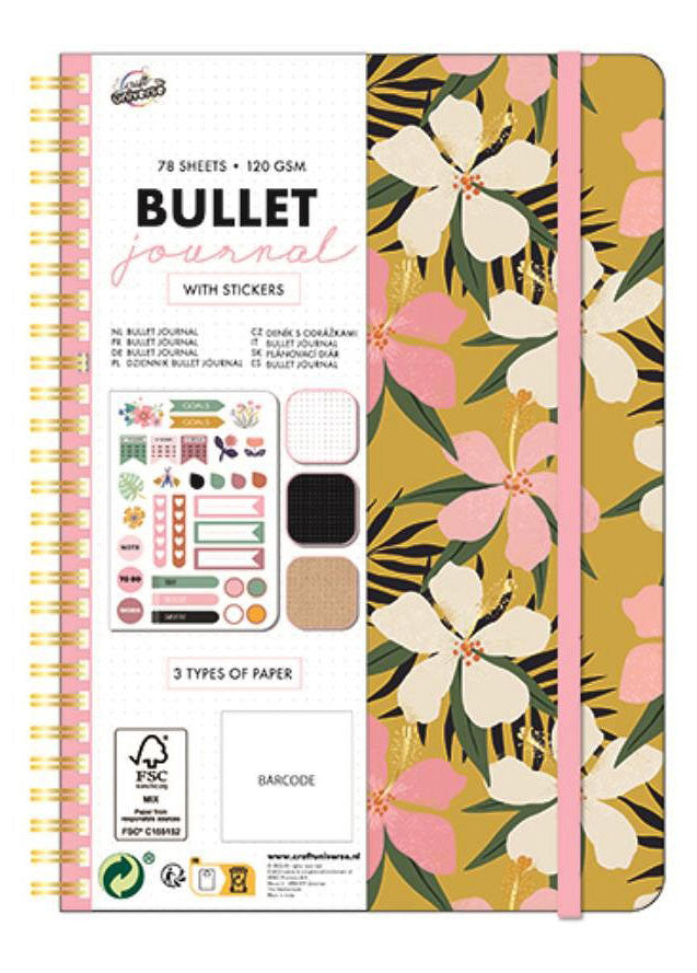 Bullet Journal, Blossom Mintás tervező füzet A5 matricával
