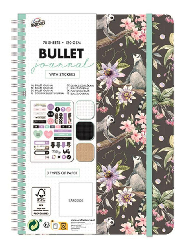 Bullet Journal, Ring-tailed Lemur Mintás tervező füzet A5 matricával