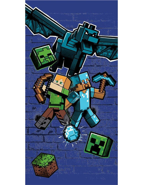 Minecraft Blue fürdőlepedő, strand törölköző 70x140cm (Fast Dry)