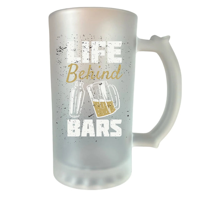 400 ml homokfújt söröskorsó „Life behind bars” felirattal – stílusos ajándék sörimádóknak