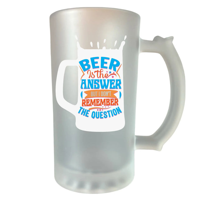 400 ml homokfújt söröskorsó „Beer is the answer...” felirattal – vicces ajándék férfiaknak