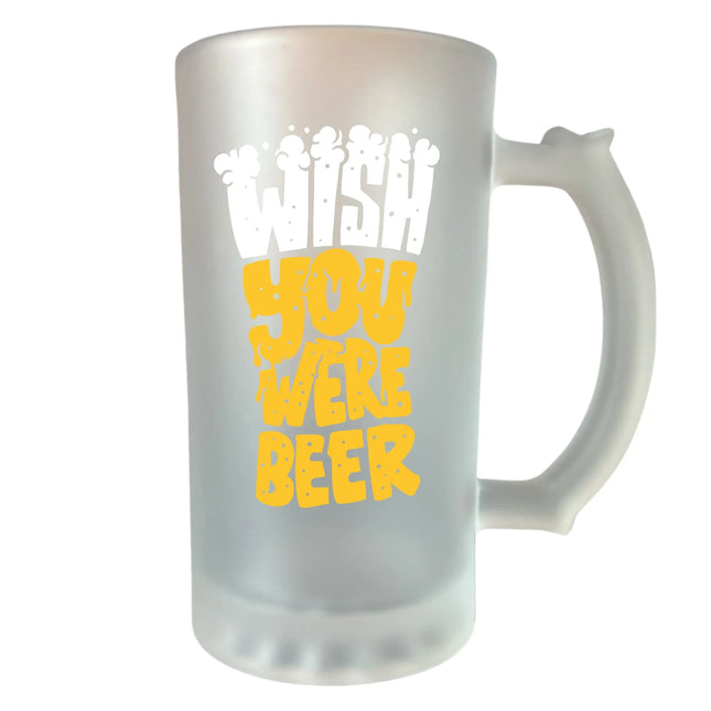 Bárcsak sör lennél! feliratú opálosított homokfújt söröskorsó – vicces ajándék