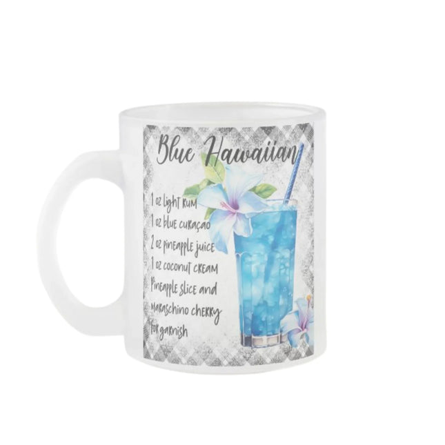 Bögre amire a Blue hawaiian koktél receptje van nyomtatva