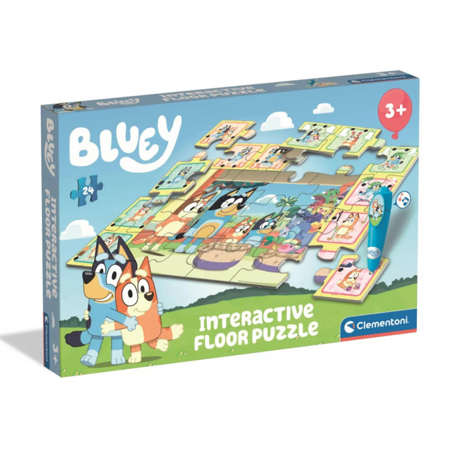 Bluey Playtime interaktív 24 darabos Clementoni puzzle – színes kirakó gyerekeknek, fejleszti a koncentrációt és kézügyességet