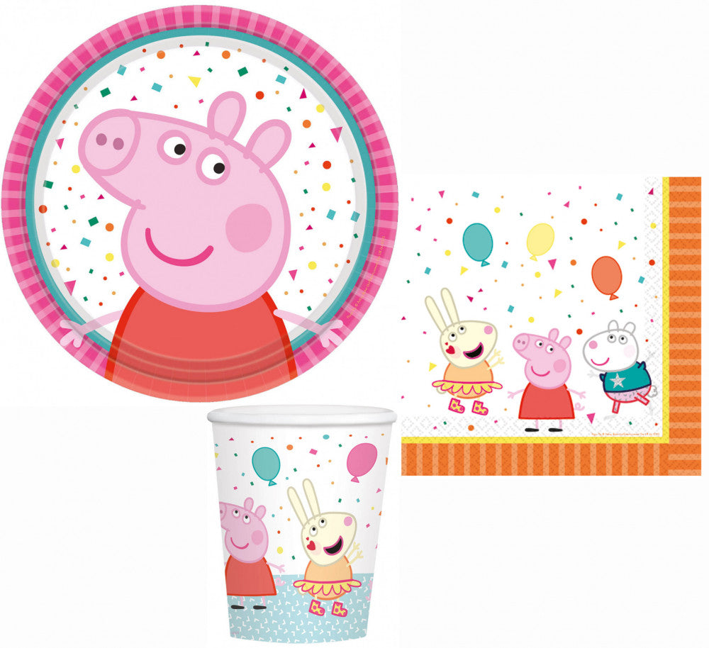 Peppa malac Confetti party szett 32 db-os 18 cm-es tányérral
