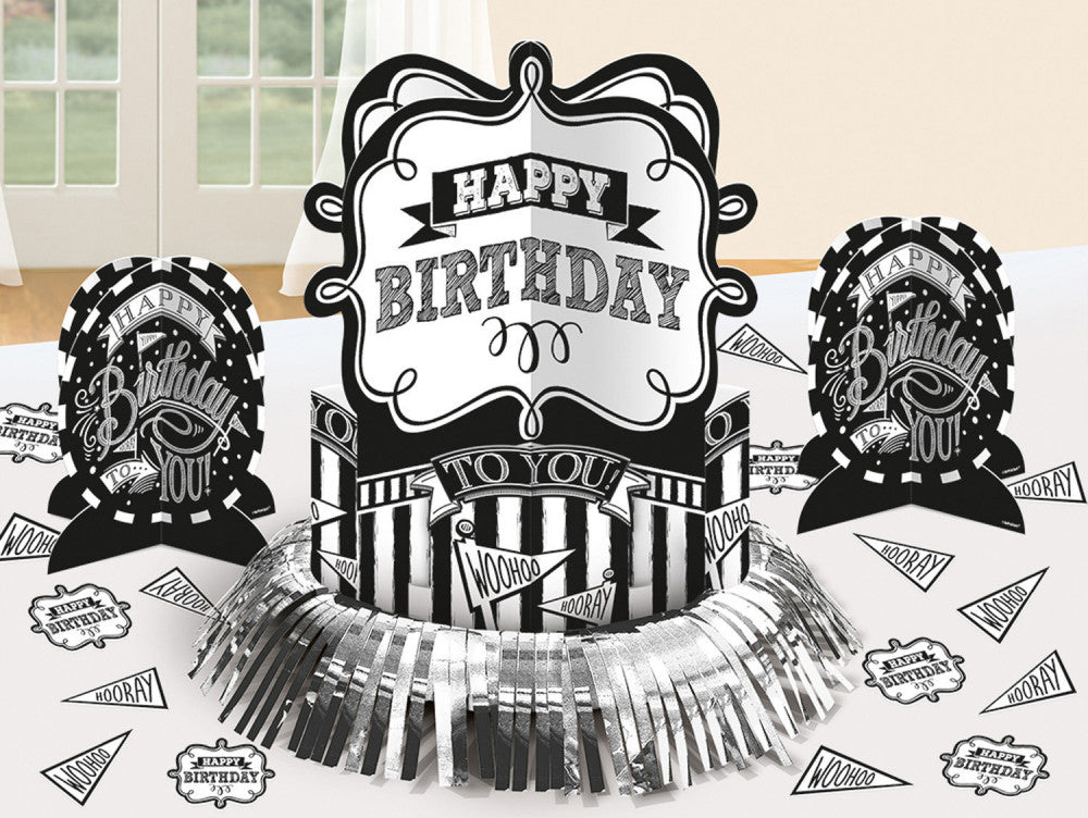 Happy Birthday Black asztali dekoráció szett