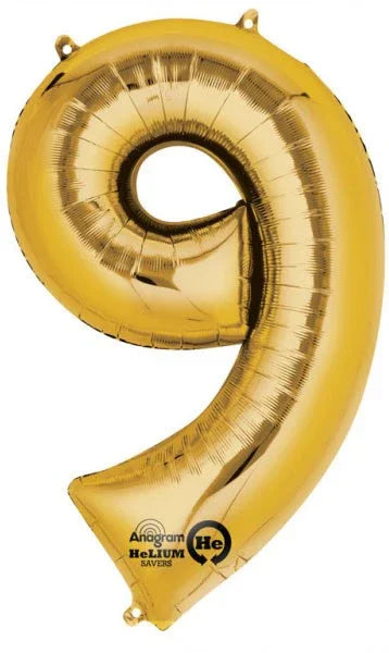 Arany Gold óriás 9-es szám fólia lufi 86x55 cm