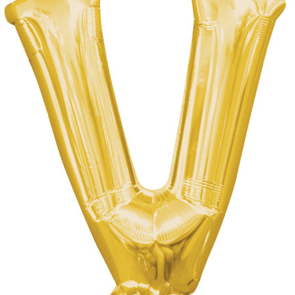 Gold, Arany mini V betű fólia lufi 33 cm