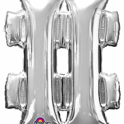 Mini Fólia lufi hashtag ikon, Silver 33 cm