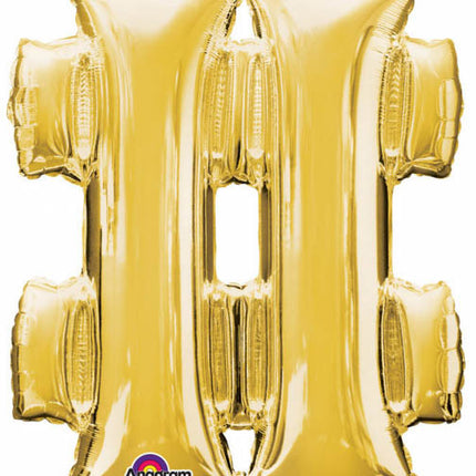 Gold, Arany mini fólia lufi hashtag ikon 33 cm
