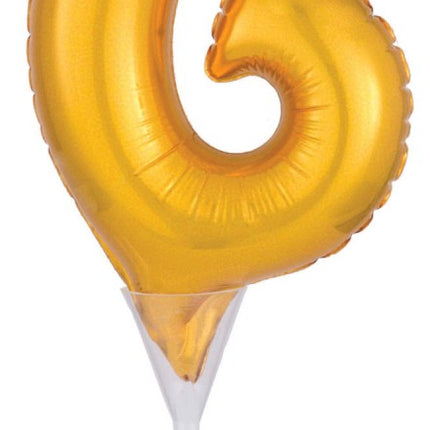 Gold, Arany 6-os szám fólia lufi tortára 15 cm