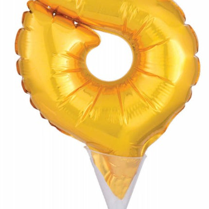 Gold, Arany 8-as szám fólia lufi tortára 15 cm