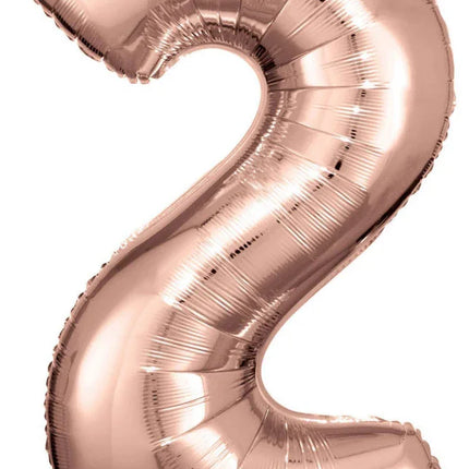 Rose Gold óriás szám fólia lufi 2-es, 86*53 cm