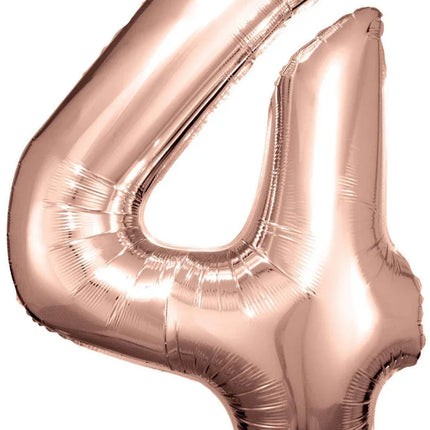 Rose Gold óriás szám fólia lufi 4-es, 86*66 cm