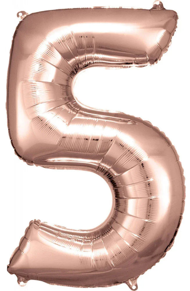 Rose Gold óriás szám fólia lufi 5-ös, 83*55 cm