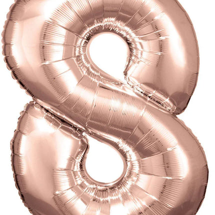 Rose Gold óriás szám fólia lufi 8-as, 83*55 cm