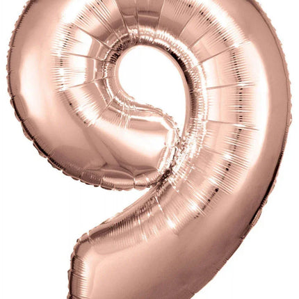 Rose Gold óriás szám fólia lufi 9-es, 83*58 cm
