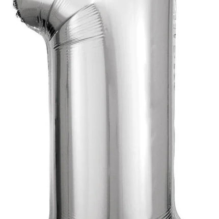 Silver óriás szám fólia lufi 1-es, 83*38 cm