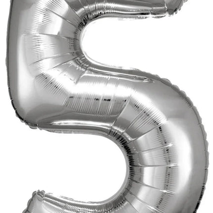 Silver óriás szám fólia lufi 5-ös, 83*55 cm