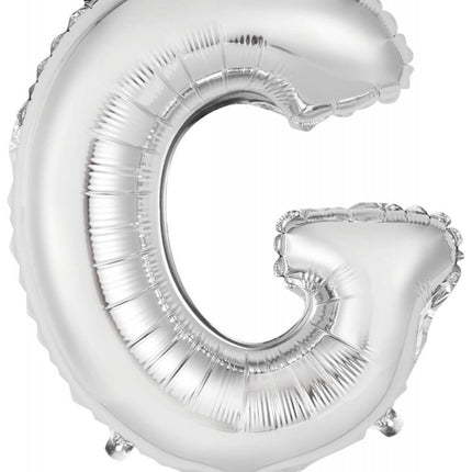 Silver, Ezüst G betű fólia lufi 45 cm