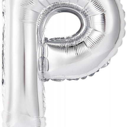 Silver, Ezüst P betű fólia lufi 45 cm