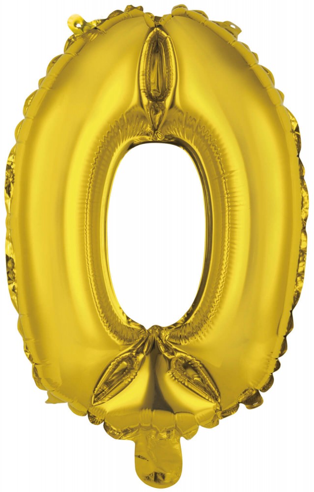 Gold, Arany 0-ás szám fólia lufi, 41 cm