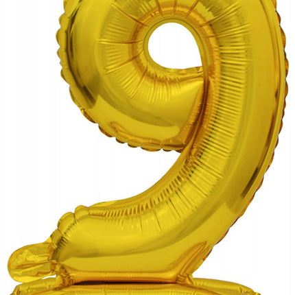 Gold, Arany mini 9-es szám fólia lufi talppal 38 cm