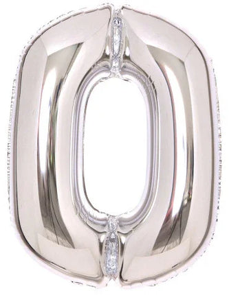Silver, Ezüst 0-ás szám fólia lufi 66 cm