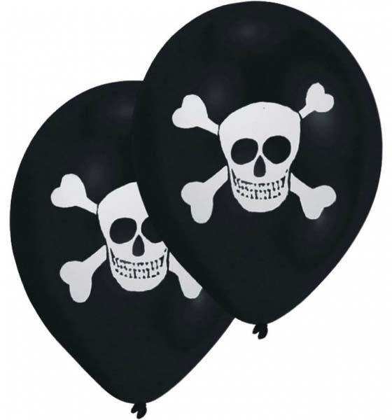 Kalóz Skull léggömb, lufi 8 db-os 10 inch (25,4cm)