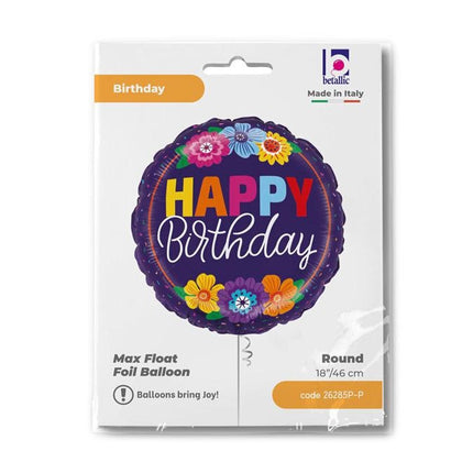 Happy Birthday Bold Blooms fólia lufi 46 cm
