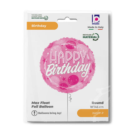 Happy Birthday Pink Spark fólia lufi 46 cm