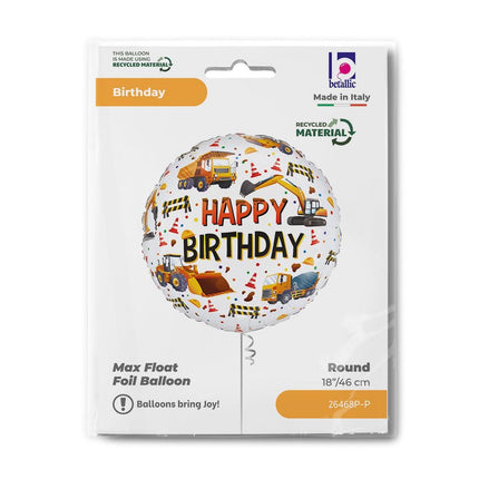 Happy Birthday Construction Equipment fólia lufi 46 cm