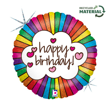 Happy Birthday Retro Holo fólia lufi 46 cm