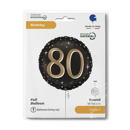 Happy Birthday 80 Sparkling fólia lufi 46 cm