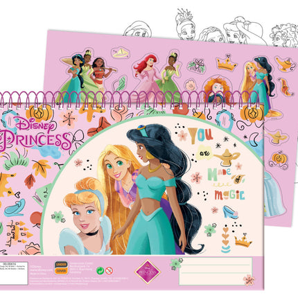 Disney Hercegnők Made of Magic A/4 spirál vázlatfüzet 40 lapos matricával