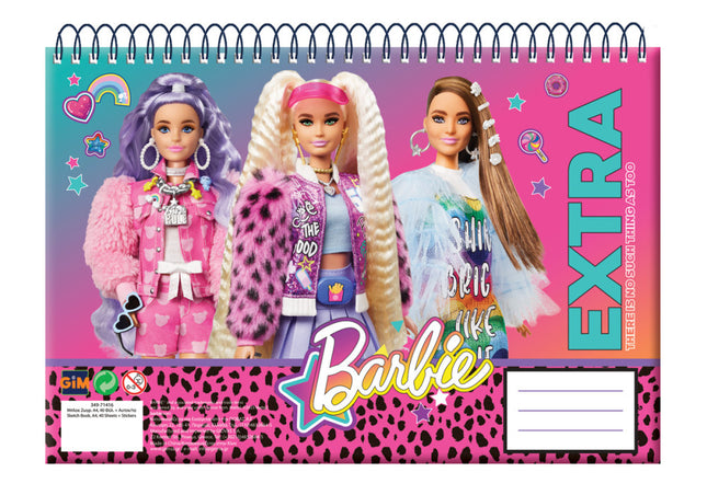 Barbie Extra A/4 spirál vázlatfüzet, 30 lapos