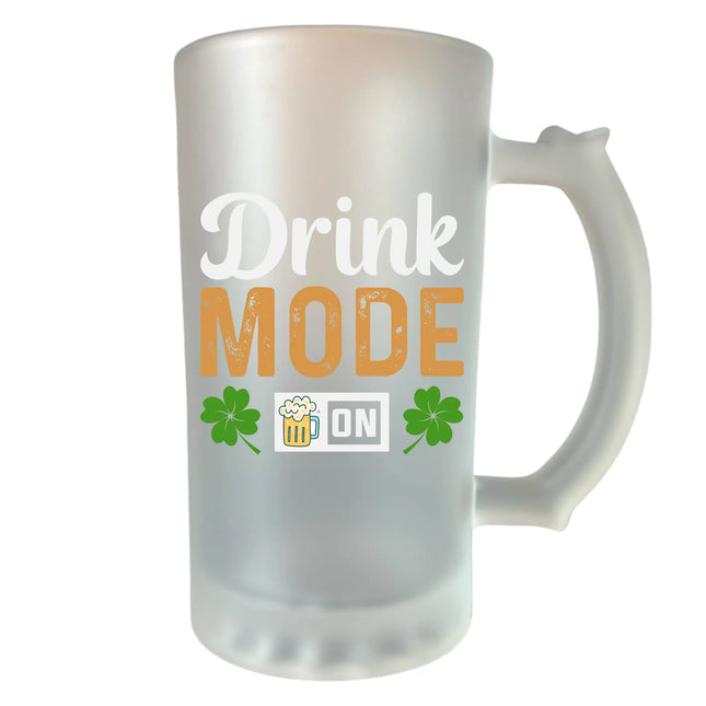 400 ml homokfújt söröskorsó „Ivó mód bekapcsolva” felirattal – egyedi és vicces ajándék
