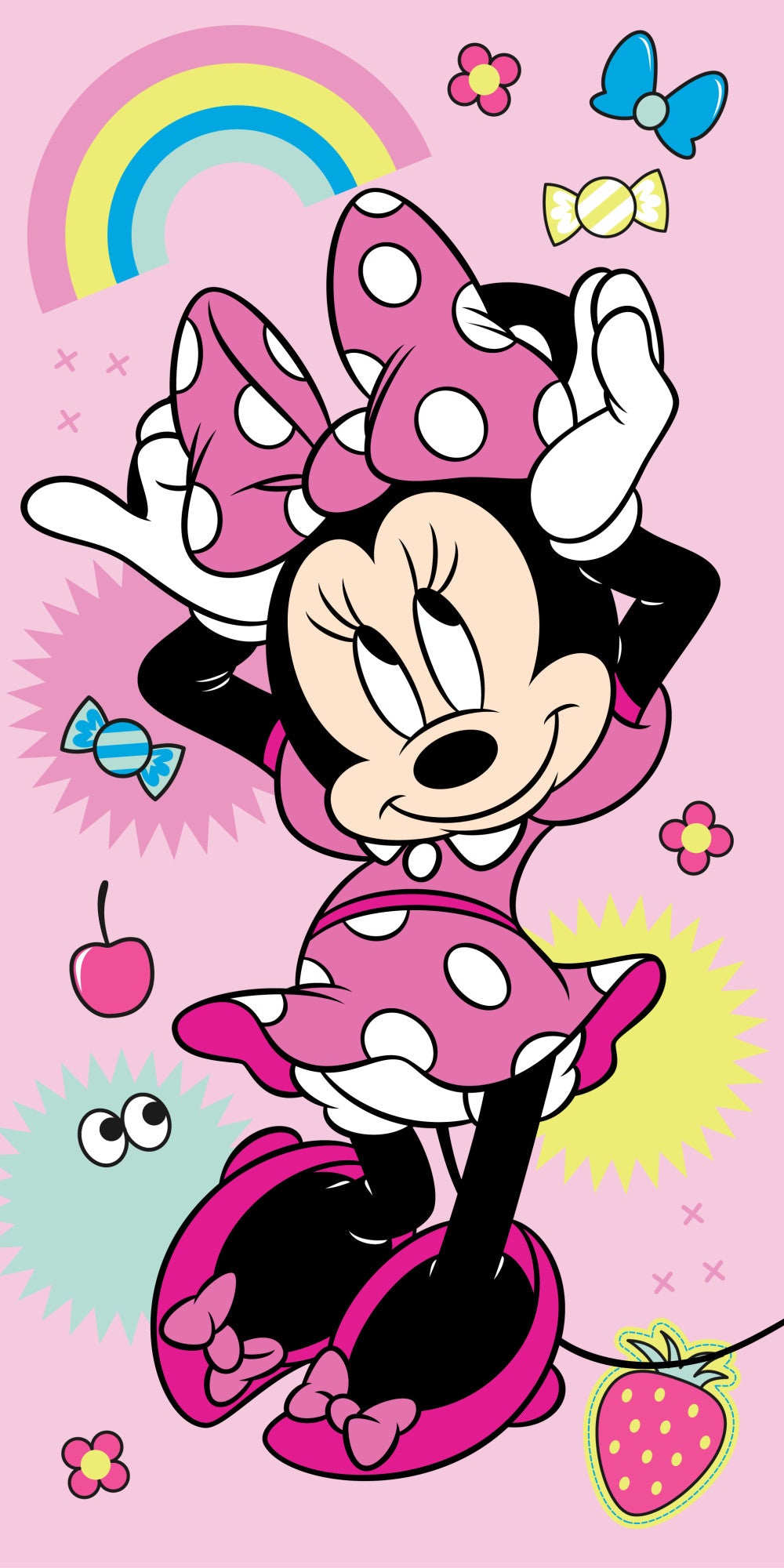 Disney Minnie Rainbow fürdőlepedő, strand törölköző 70x140cm