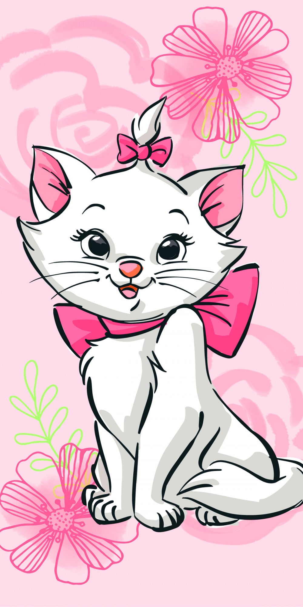 Disney Marie Pink Flower fürdőlepedő, strand törölköző 70*140cm