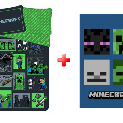 Minecraft ágyneműhuzat és polár takaró szett