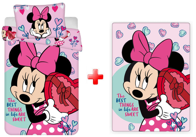Disney Minnie Sweets gyerek, ovis ágyneműhuzat és polár takaró szett