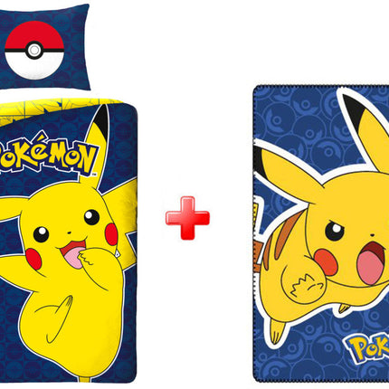 Pokémon Joyful Pikachu  ágyneműhuzat és polár takaró szett