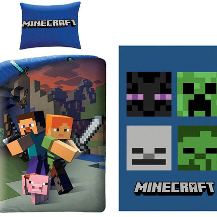 Minecraft Steve and Alex ágyneműhuzat és polár takaró szett