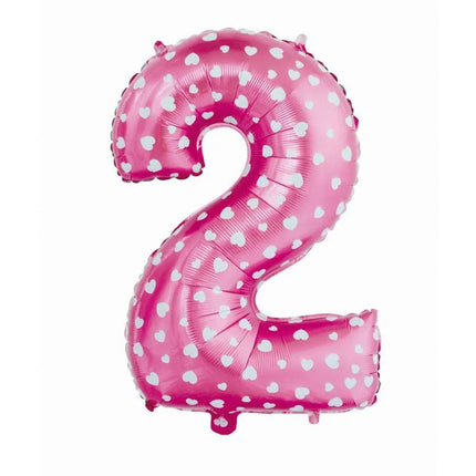 Rózsaszín Pink with Hearts 2-es szám fólia lufi 61 cm