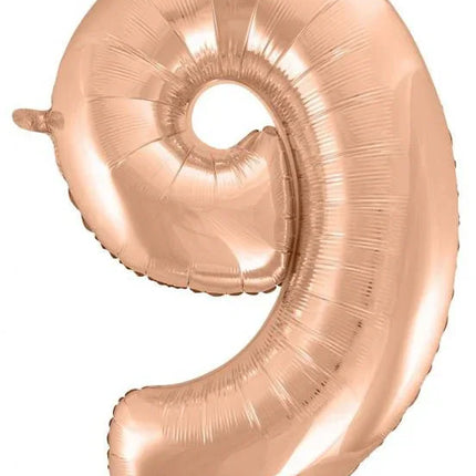 Rose Gold 9-es szám fólia lufi 92 cm