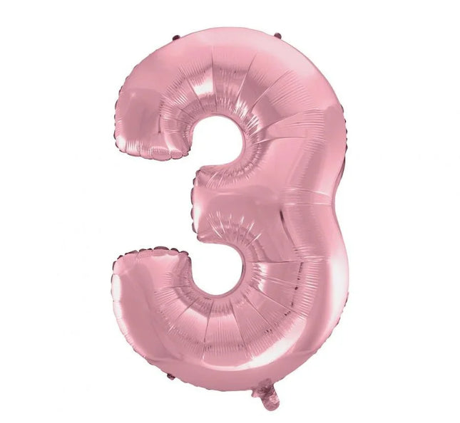 Rózsaszín Light Pink 3-as szám fólia lufi 92 cm