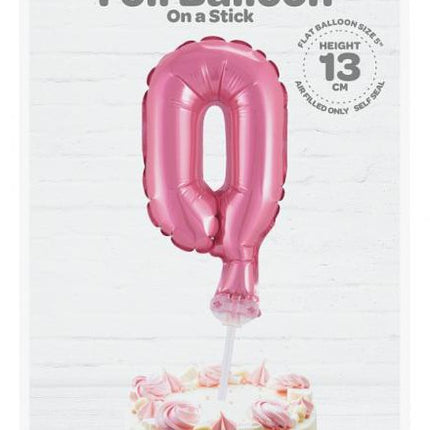 Rózsaszín 0-ás Pink szám fólia lufi tortára 13 cm