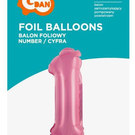 Rózsaszín 1-es Pink szám fólia lufi tortára 13 cm